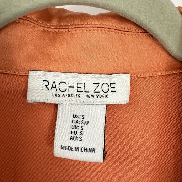 Rachel Zoe Satin Sleeveless Point collar Button Up Blouse Orange size Small - Picture 6 of 8